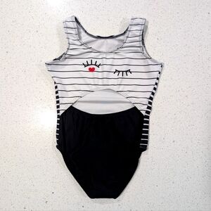 WINKY EYES Destira Gymnastics Dance Leotard CM Child medium Black White Stripes